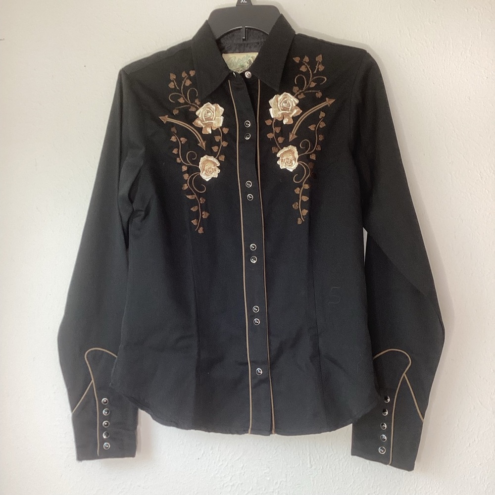 Roper Embroidered Cowgirl Pearl Snap Shirt S